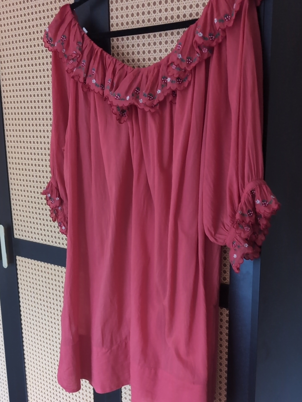 Doen Solaris Strawberry Nightgown Dress, Dark Pink, Red